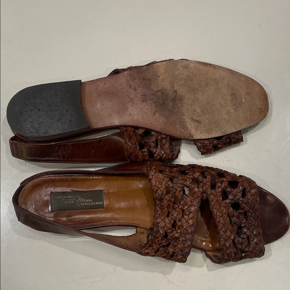 Sesto Meucci Tan Woven Leather Sandals - Picture 3 of 4